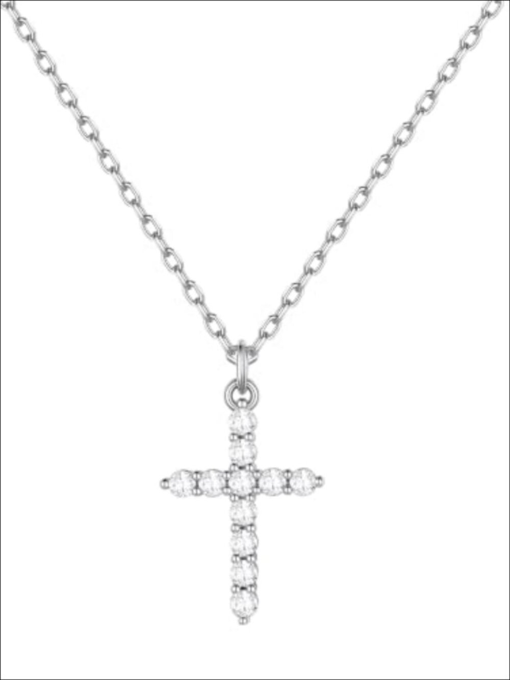 CZ Cross Necklace Stainless Steel Chain Pendant Faith Jewelry Gift for Her
